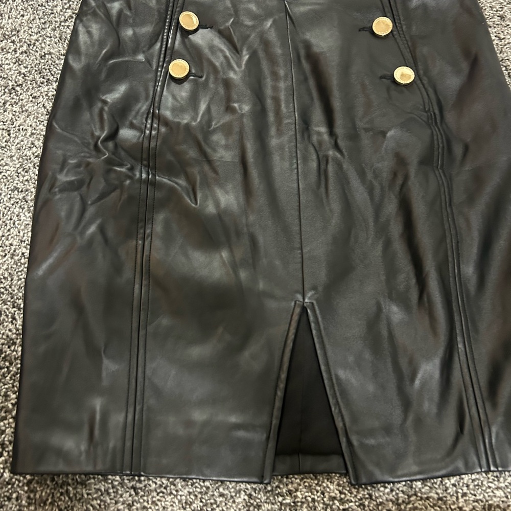 House of CB Black Leather Skirt